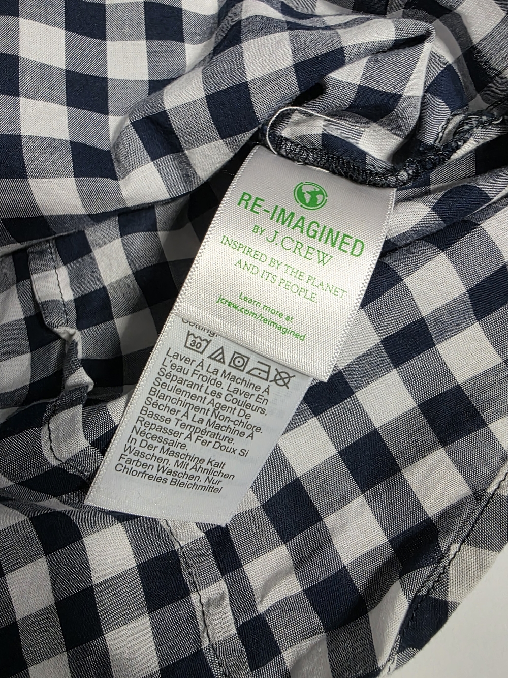 J. Crew Factory Navy gingham button-up shirt in signature fit Size M - Picture 8 of 12